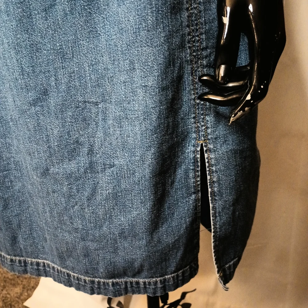 Vintage Tommy Hilfiger Y2K Denim Tube Dress Size 6 Jean Slit Country Coquette - Picture 2 of 11